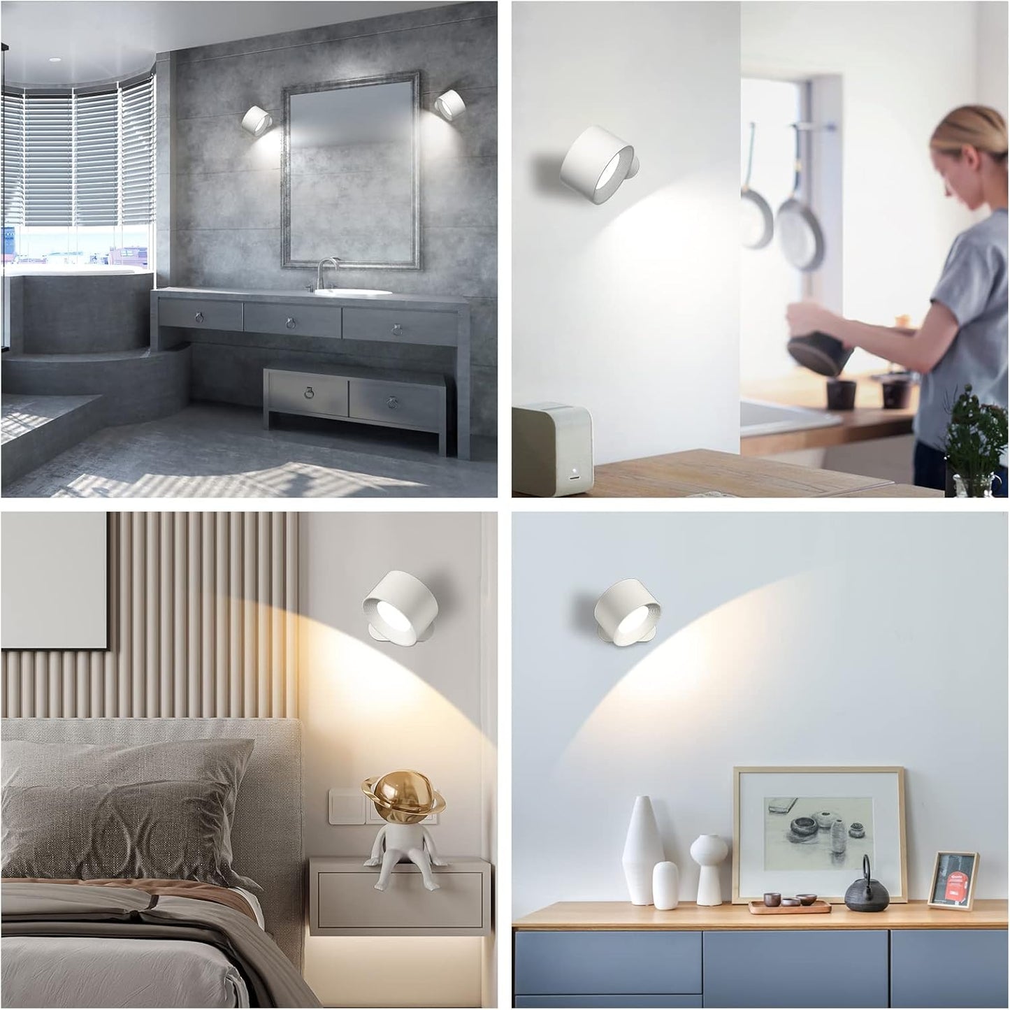 LED Wall Light, Wall Lamp with 360°Rotate Magnetic with Rotatable Light Wall Lights for Living Room, Bedroom, Reading.