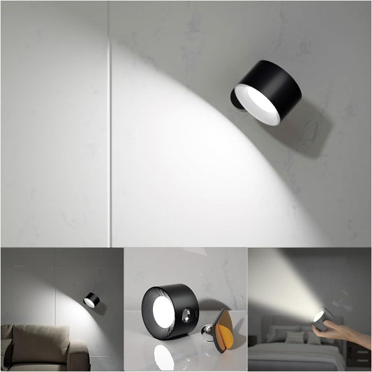 LED Wall Light, Wall Lamp with 360°Rotate Magnetic Wall Lights for Living Room, Bedroom, Reading( White Light).