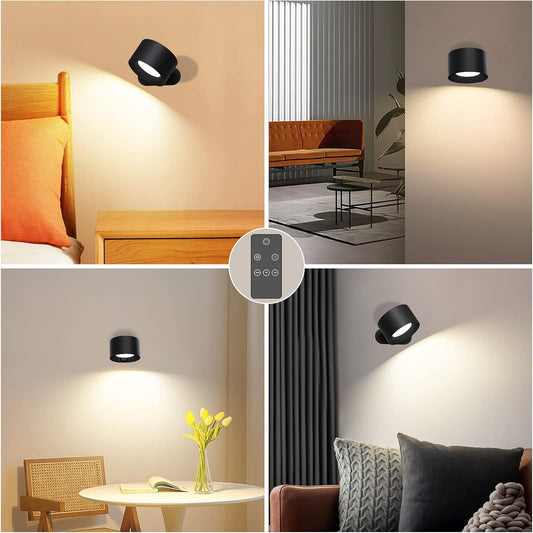 LED Wall Light, Wall Lamp with 360°Rotate Magnetic with Rotatable Light Wall Lights for Living Room, Bedroom, Reading( Gold Light).