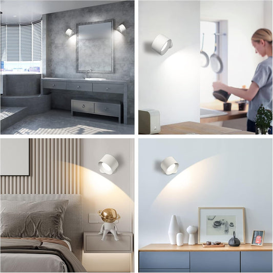 LED Wall Light, Wall Lamp with 360°Rotate Magnetic with Rotatable Light Wall Lights for Living Room, Bedroom, Reading.